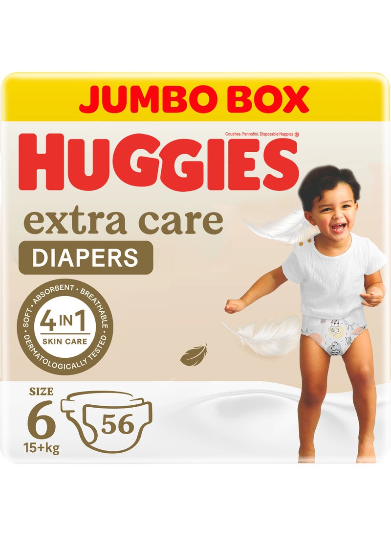HUGGIES Extra Care Diapers Size 6 (15+ kg) Jumbo Box 56 Diapers - Image 2