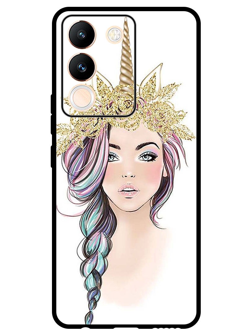 Theodor Protective Case Anti Scratch Shock Proof Bumper Cover For Vivo Y200 Golden Unicorn Girl - Image 1