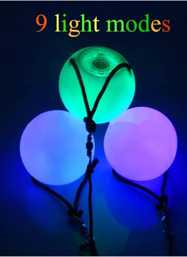 KASTWAVE - LED Poi Ball Swirling Light Rave Toy Color Changing Poi Balls Soft Glow Poi Balls for Beginners and Professionals (Set of 2) - Image 1