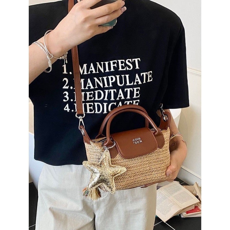 Women'S New High-Value Handbag Dumpling Bag New Style Colorful Striped Shoulder Crossbody Bag - Image 5