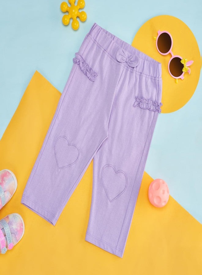 YU by Pantaloons Baby Girl's Regular Fit Pants (110144518002_Lavender - Image 2