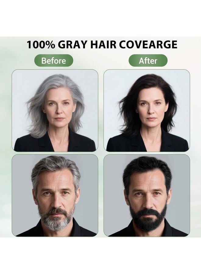 Farndu Black Hair Dye Shampoo for Women & Men, Gray Hair Coverage Herbal Natural 3 in 1 Hair Color Shampoo, Champu para canas - Image 4