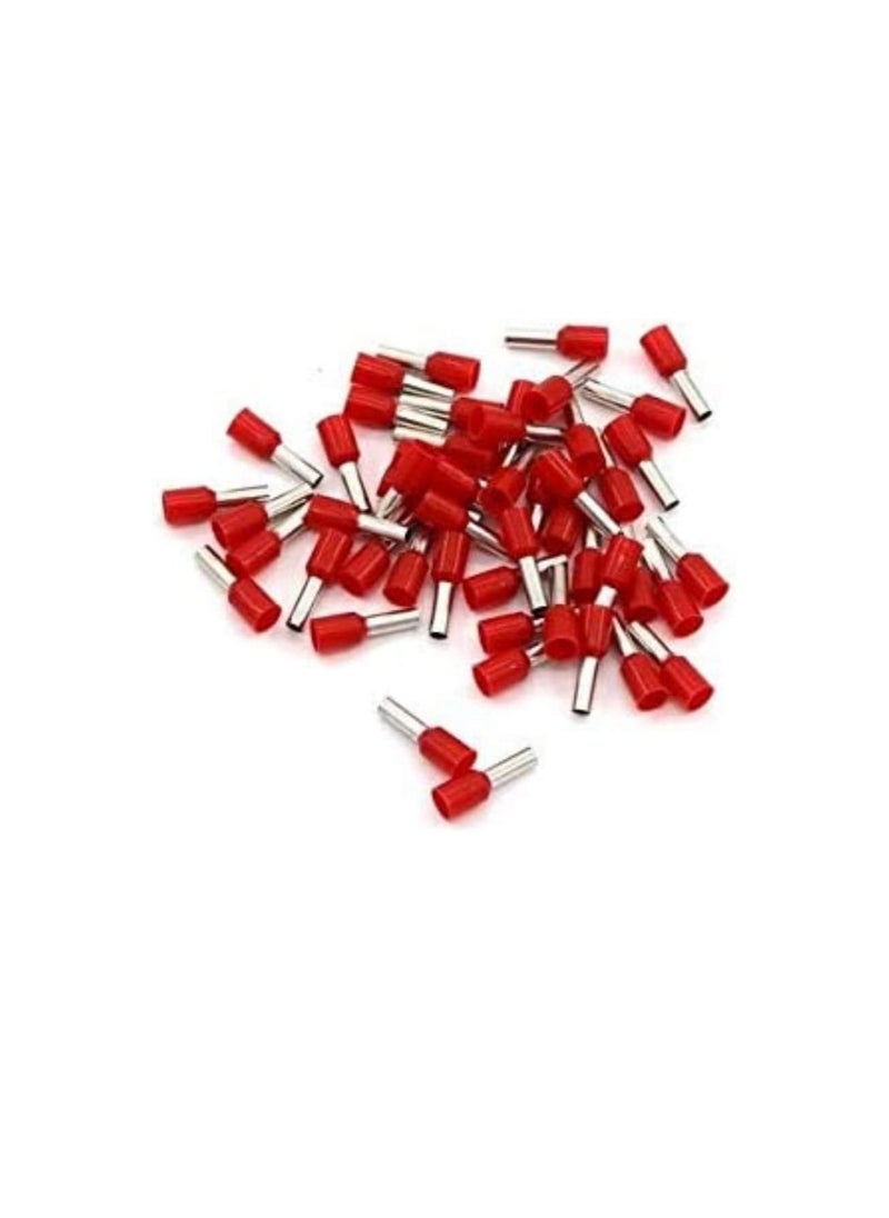 Generic Insulated Ferrules Terminal Block Cord End Wire Tubular Connector, Electrical Crimp Cable Lugs, Terminal Cable Crimp Cable Sleeve for Wire Connection (Pack of 100) (2.5mm -E2508, Red)  - Image 1
