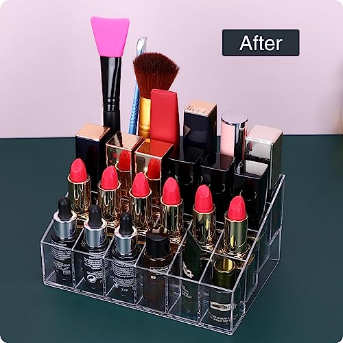 MOSIKER Lipstick Organizer,Small Clear Plastic Compact Lip Gloss Chapstick Perfume Sample Mascara Holder with 24 Slots - Image 4