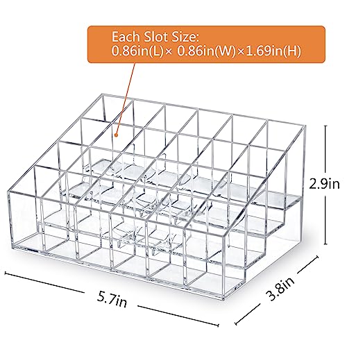 MOSIKER Lipstick Organizer,Small Clear Plastic Compact Lip Gloss Chapstick Perfume Sample Mascara Holder with 24 Slots - Image 2
