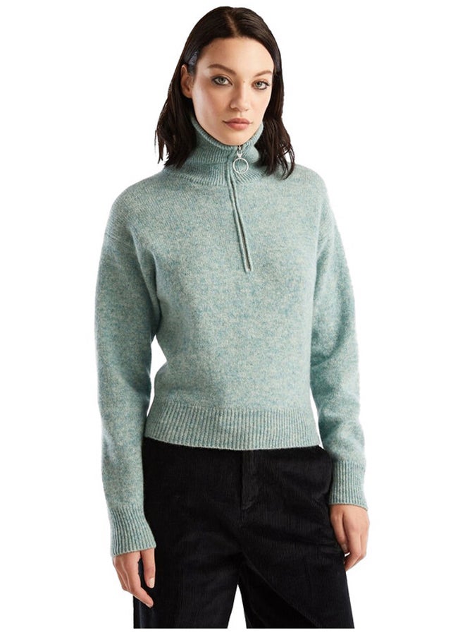 Benetton HIGH NECK SWEATER IN PURE SHETLAND WOOL  - Image 5