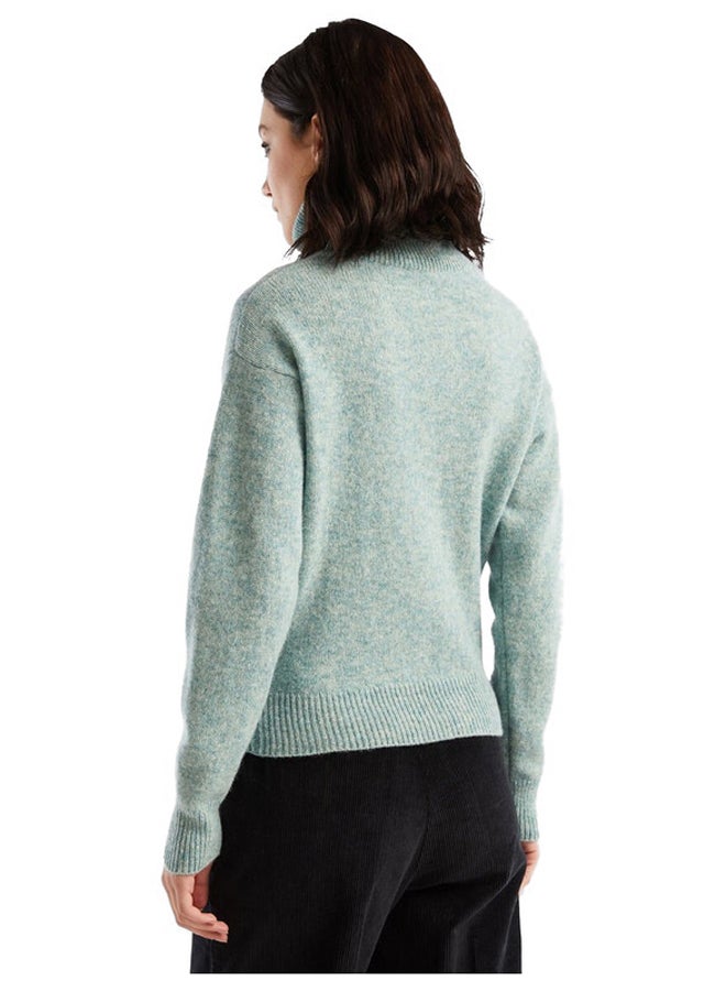 Benetton HIGH NECK SWEATER IN PURE SHETLAND WOOL  - Image 3