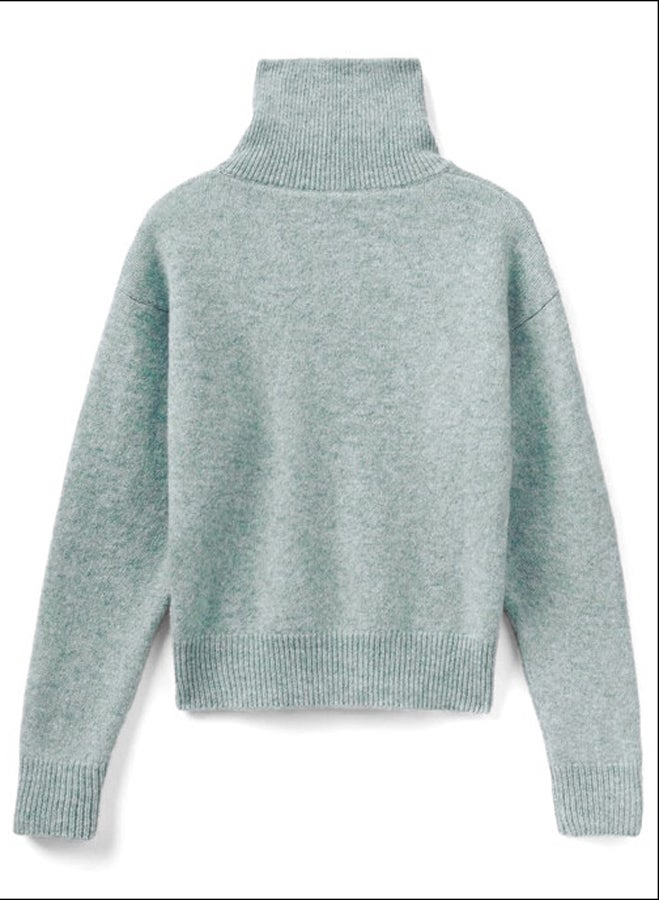 Benetton HIGH NECK SWEATER IN PURE SHETLAND WOOL  - Image 2