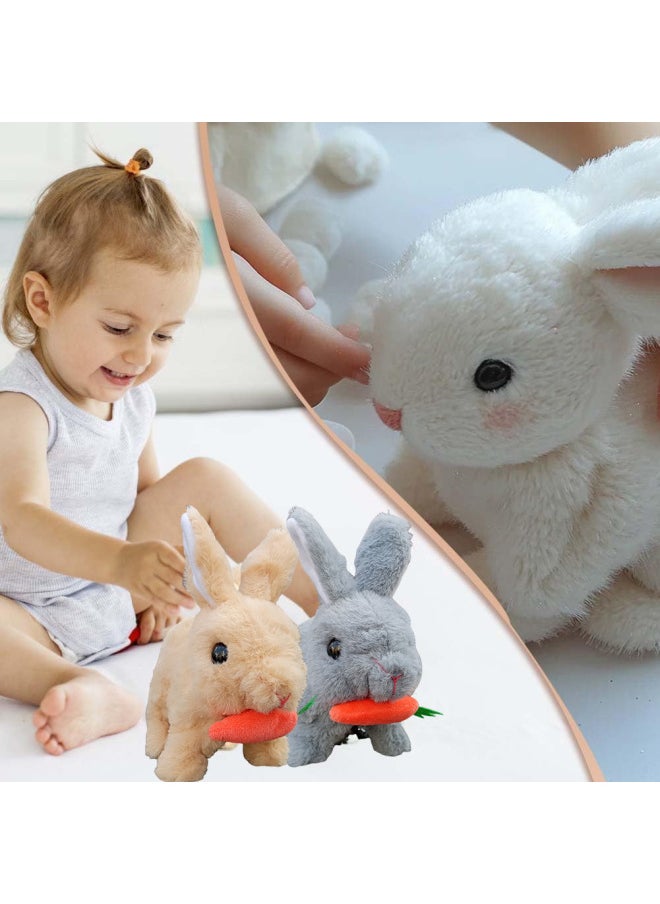 Easter Simulation Rabbit Plush Sound Toy Will Jump Will Call Carrot Rabbit Doll Parent-child Interactive Toy-Colour:Electric Plush Rabbit [gray] Does Not Contain Carrots  - Image 4