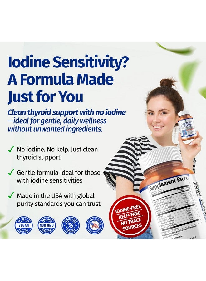 1 Body مكمل دعم الغدة الدرقية 1، خالي من اليود، نباتي، مع L-تيروسين وأشواغاندا، 60 كبسولة - Image 4