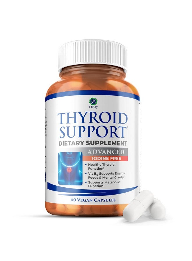 1 Body مكمل دعم الغدة الدرقية 1، خالي من اليود، نباتي، مع L-تيروسين وأشواغاندا، 60 كبسولة - Image 1