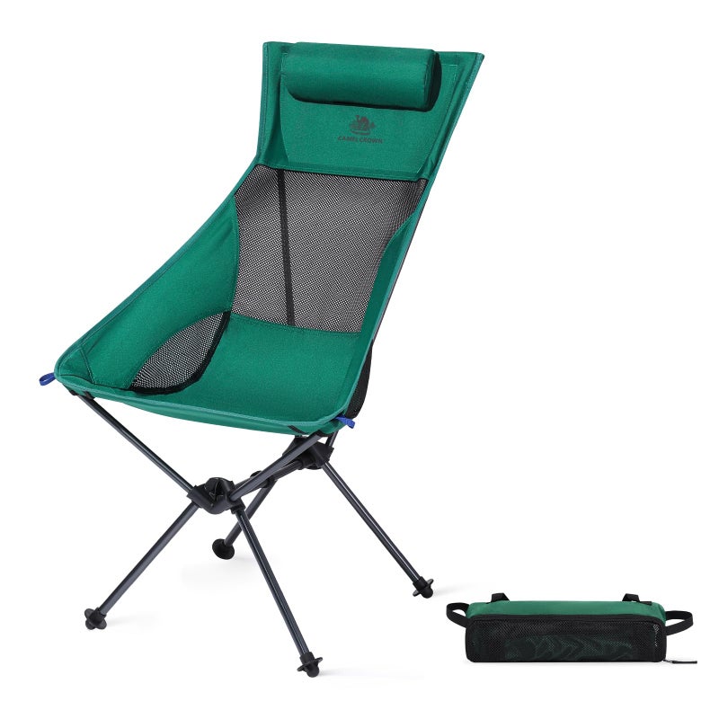 CAMEL CROWN High Back Camping Chair with Pillow Design, Folding Compact Backpacking Chair, Stable Portable Chair for Outdoor Camp, Travel, Beach, Picnic, Festival, Hiking - Image 1