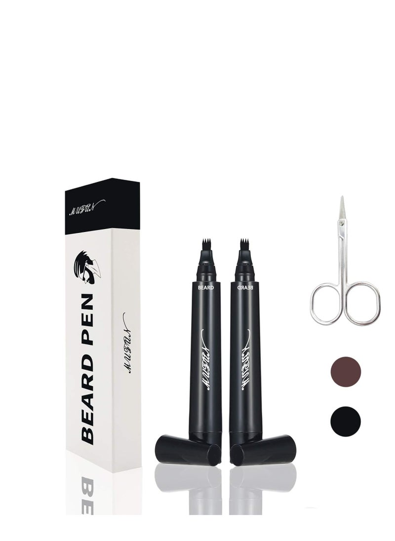 MUFUN - 2PCS Beard Pencil Filler for Men - Sweat Proof, Water Resistance, Long Lasting & Natural Finish barber Pencil, Mustache Repair Shape(BLACK) - Image 1