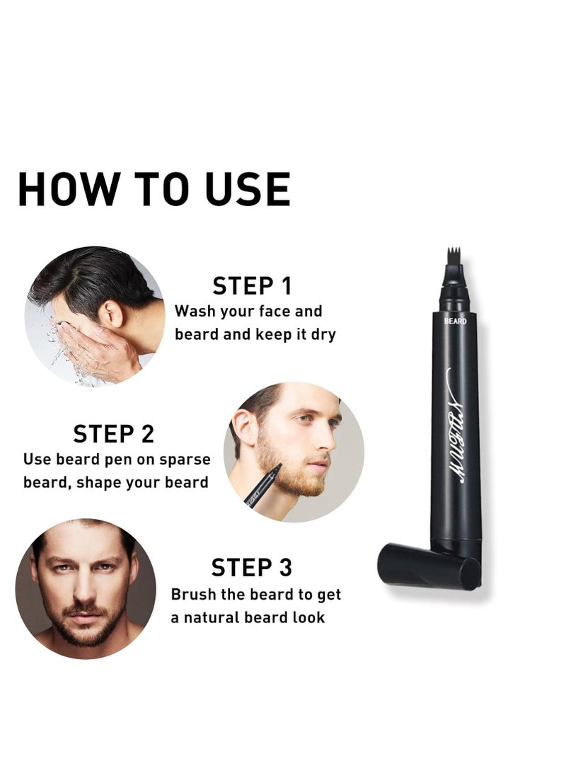 MUFUN - 2PCS Beard Pencil Filler for Men - Sweat Proof, Water Resistance, Long Lasting & Natural Finish barber Pencil, Mustache Repair Shape(BLACK) - Image 1