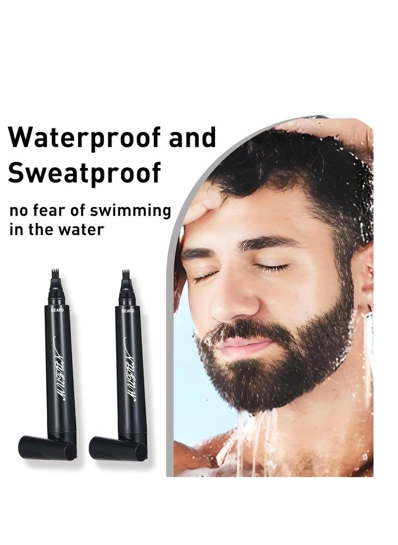 MUFUN - 2PCS Beard Pencil Filler for Men - Sweat Proof, Water Resistance, Long Lasting & Natural Finish barber Pencil, Mustache Repair Shape(BLACK) - Image 1