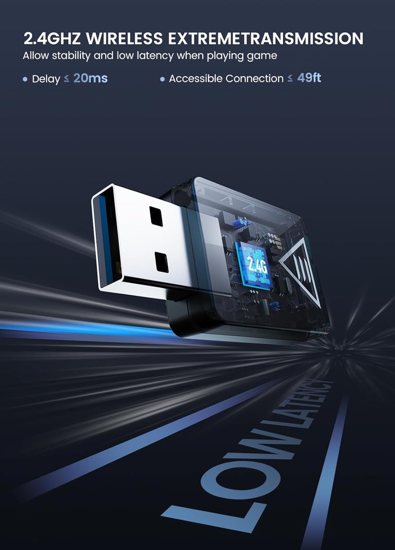 EKSA Wireless Gaming Headset, 2.4GHz USB Gaming Headphones with Microphone for PC, PS5, PS4, Nintendo Switch, 7.1 Surround Sound PC Headset, RGB Light, Ergonomic Design, 3.5mm Wired for Xbox Serie - Image 3