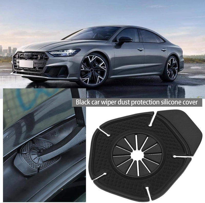 KRIDARSH 2PCS Car Wiper Arm Hole Protection Pad Silicone Windshield Wiper Arm Hole Protector Dust Cover Accessories Universal for Most Cars Trucks SUV Black - Image 3