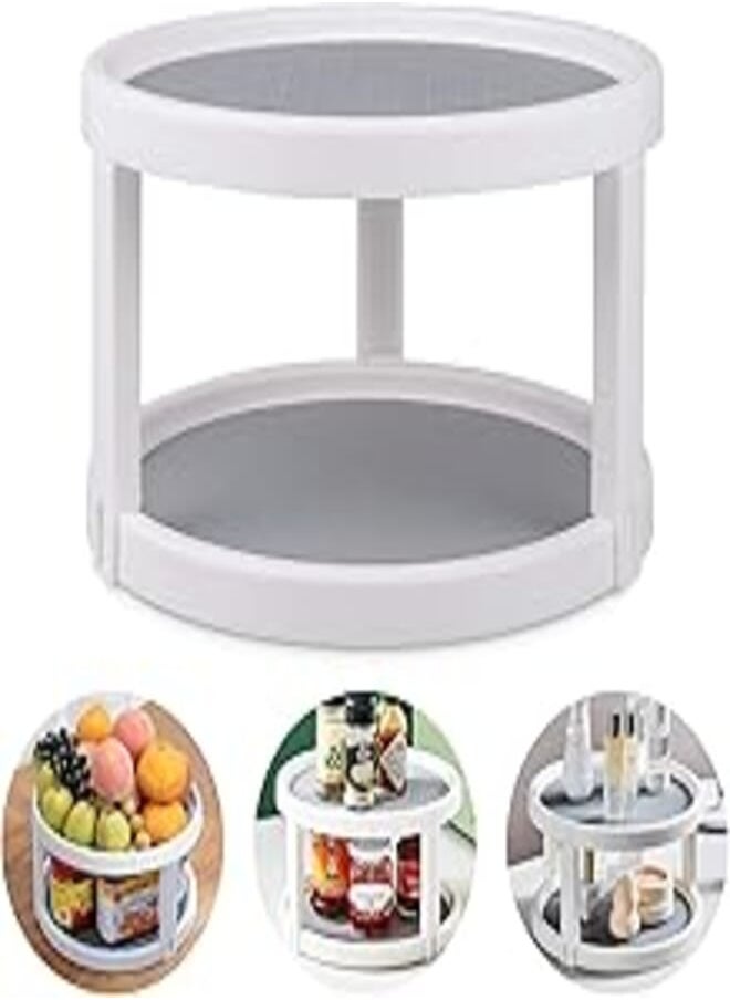 U-HOOME U-HOOME Non-slip Lazy Susan Turntable Cabinet Organizer 2 Tier 360 Degree Rotating Spice Rack 10 Inch Kitchen Storage Turntable for Cabinet, Pantry, Refrigerator, Countertop (Double Layer) 