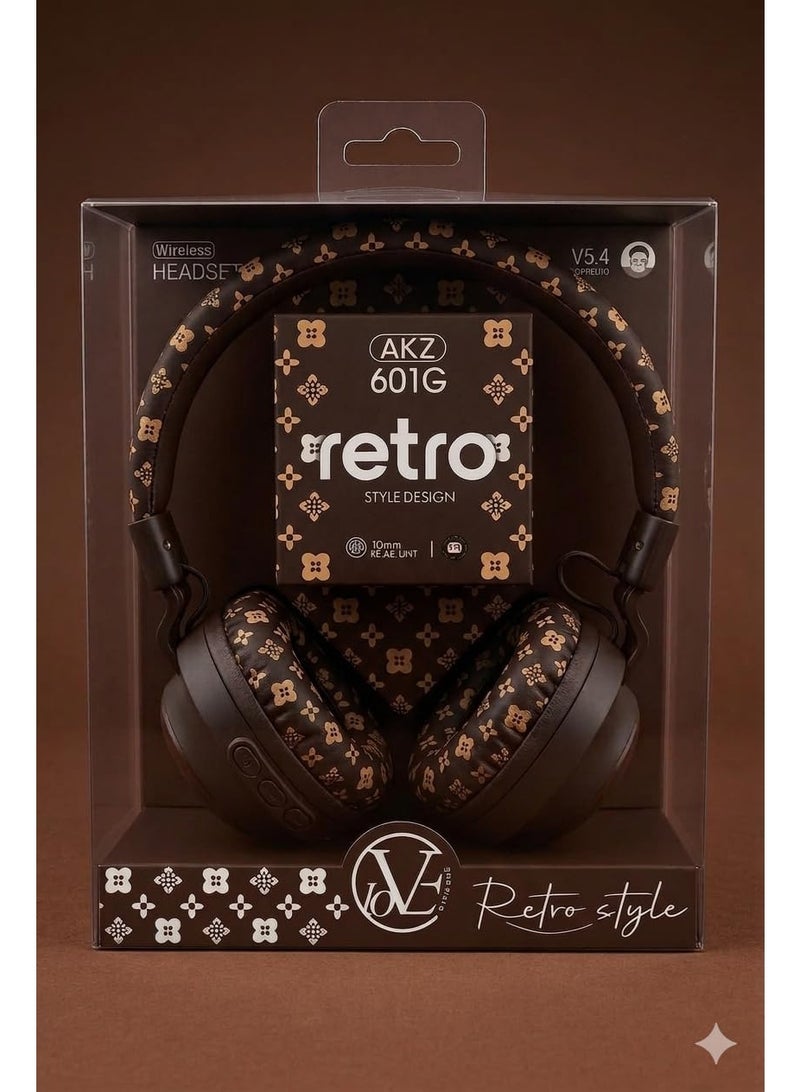 Cute Chocolate Brown Wireless Headphones for Kids & Teens – Soft Floral Cushioned Over-Ear Bluetooth Headset, Adjustable Headband, Safe Volume, Foldable Design for Study, Travel & Gifting - Image 3
