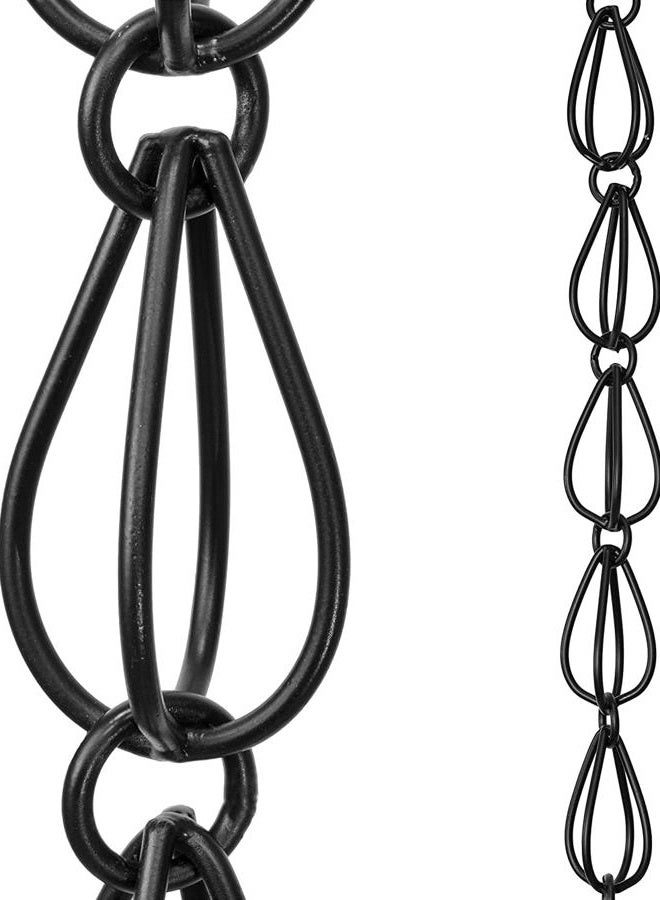 Monarch Rain Chains Aluminum Teardrop 8-1/2-Feet Length (Flat Black Powder Coated) - Image 1