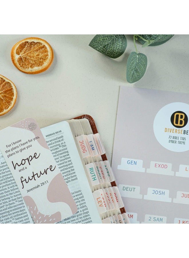 DiverseBee Laminated Bible Tabs (Large Print, Easy to Apply), Bible Tabs Old and New Testament, Bible Study Journaling Supplies, Bible Accessories, Bible Index Tabs, 72 Bible Book Tabs (Amber) - Image 5