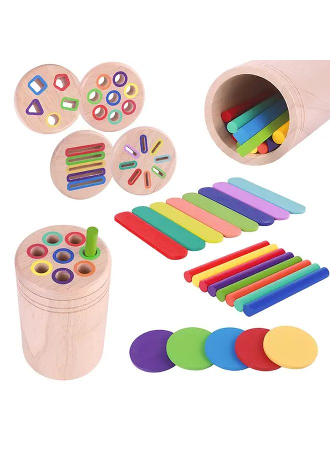 Wooden 4 In 1 Color Sorting Shape Recognition Toy Educational Activity For Toddlers - Image 1