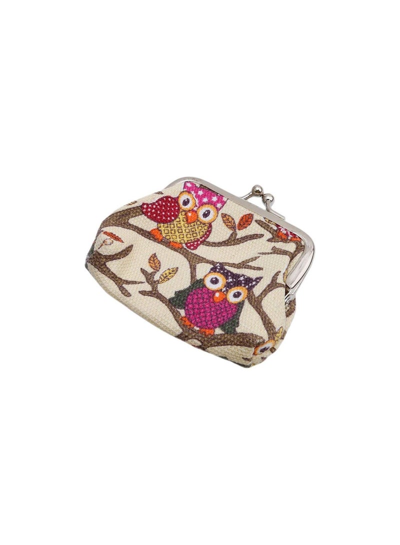 GGOOT Premium Quality Women's Lady Vintage Small Wallet Coin Purse Lovely Owl Purse Clutch Bag Handbag, Beige  - Image 3
