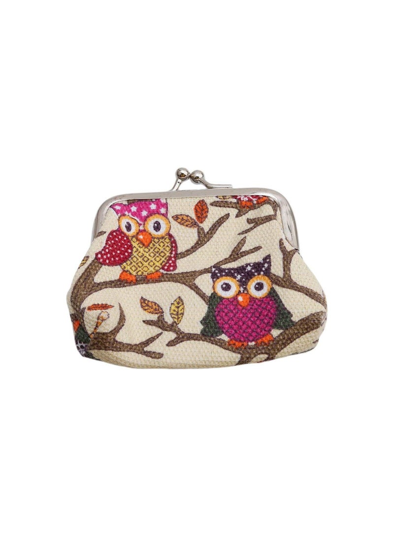 GGOOT Premium Quality Women's Lady Vintage Small Wallet Coin Purse Lovely Owl Purse Clutch Bag Handbag, Beige  - Image 4