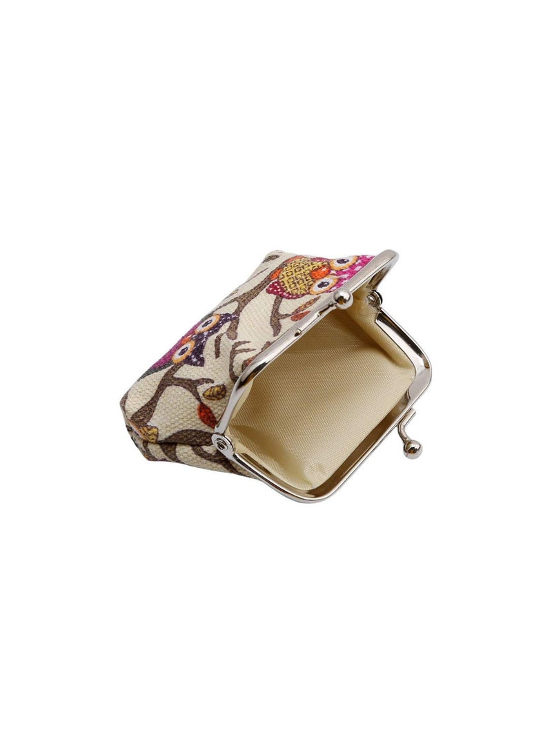 GGOOT Premium Quality Women's Lady Vintage Small Wallet Coin Purse Lovely Owl Purse Clutch Bag Handbag, Beige  - Image 5