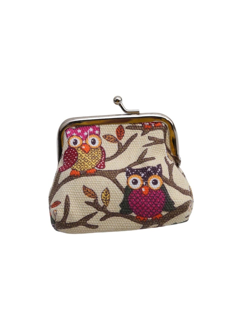 GGOOT Premium Quality Women's Lady Vintage Small Wallet Coin Purse Lovely Owl Purse Clutch Bag Handbag, Beige  - Image 2