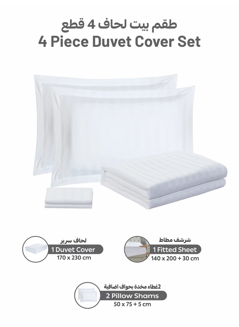 دوناتيلا Striped Duvet Cover Set Single Size 170x230 cm - 4-Pcs Bed Set, Microfiber Fabric - 1 Duvet Cover, 1 Fitted Sheet, 2 Pillow Sham, (Filler Not Included)