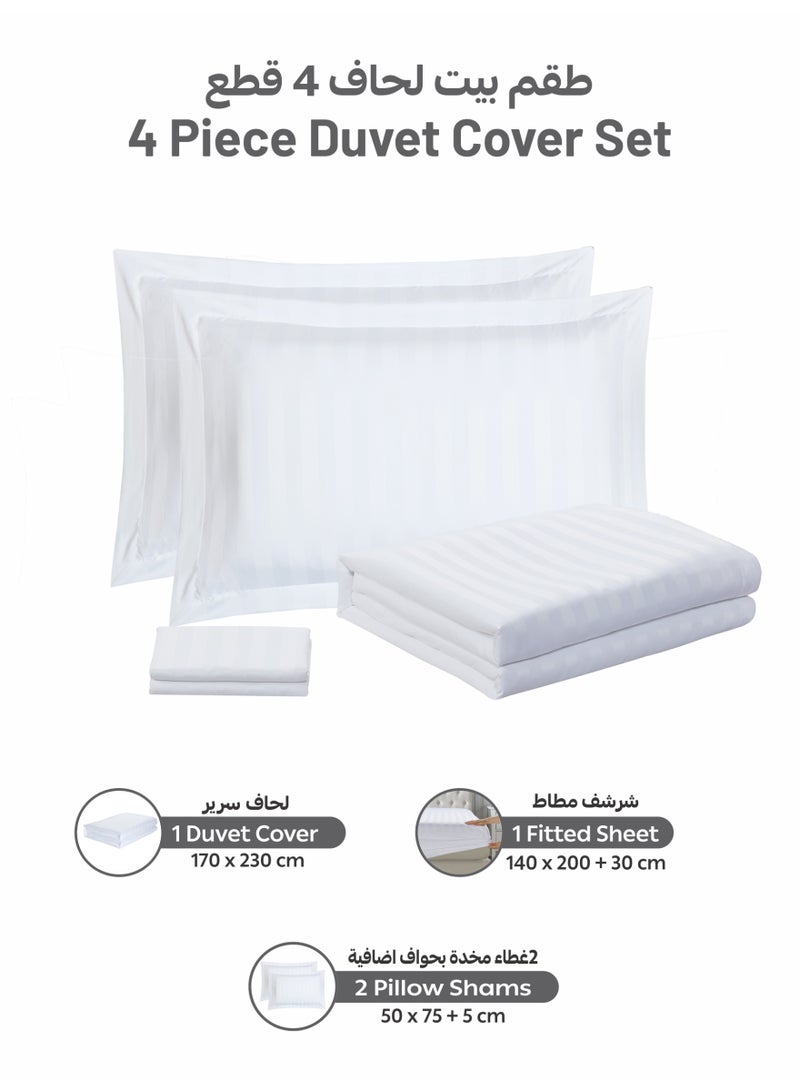 Donetella Striped Duvet Cover Set Single Size 170x230 cm - 4-Pcs Bed Set, Microfiber Fabric - 1 Duvet Cover, 1 Fitted Sheet, 2 Pillow Sham, (Filler Not Included) - Image 4