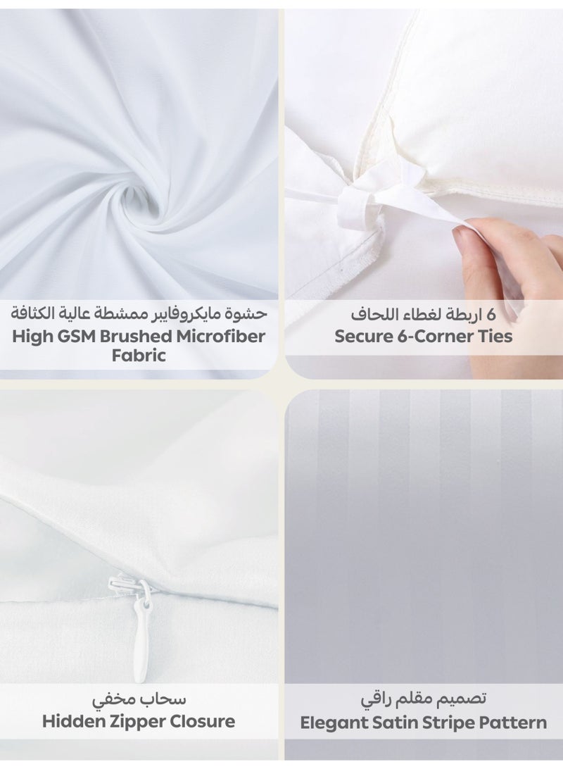 Donetella Striped Duvet Cover Set Single Size 170x230 cm - 4-Pcs Bed Set, Microfiber Fabric - 1 Duvet Cover, 1 Fitted Sheet, 2 Pillow Sham, (Filler Not Included) - Image 5