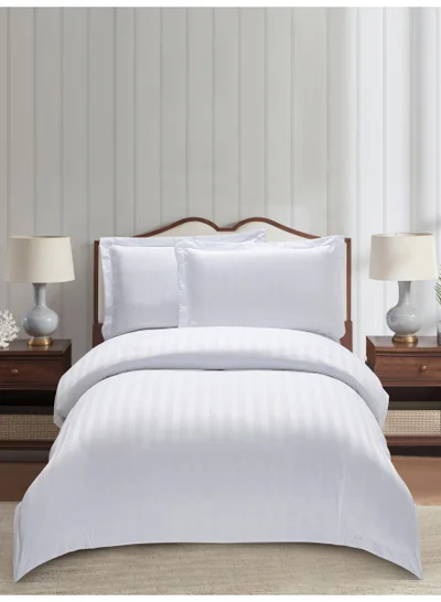 دوناتيلا Striped Duvet Cover Set Single Size 170x230 cm - 4-Pcs Bed Set, Microfiber Fabric - 1 Duvet Cover, 1 Fitted Sheet, 2 Pillow Sham, (Filler Not Included)