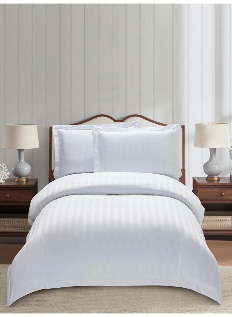 Donetella Striped Duvet Cover Set Single Size 170x230 cm - 4-Pcs Bed Set, Microfiber Fabric - 1 Duvet Cover, 1 Fitted Sheet, 2 Pillow Sham, (Filler Not Included)