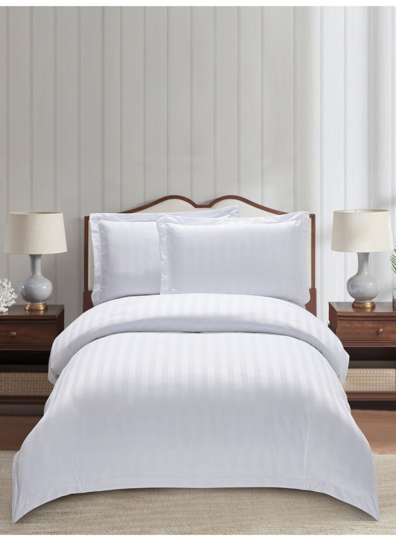 Donetella Striped Duvet Cover Set Single Size 170x230 cm - 4-Pcs Bed Set, Microfiber Fabric - 1 Duvet Cover, 1 Fitted Sheet, 2 Pillow Sham, (Filler Not Included) - Image 1