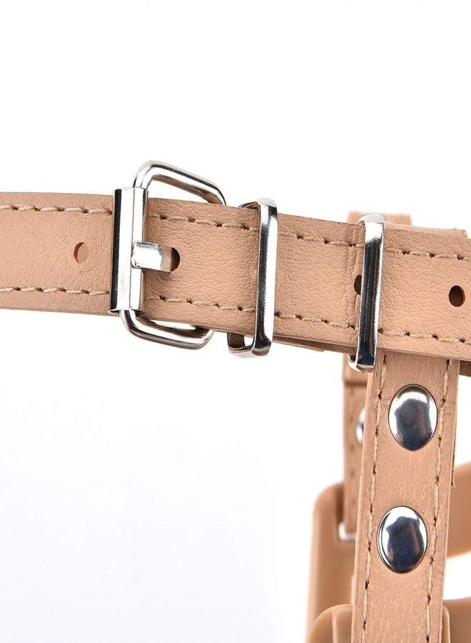 Sage Square Adjustable Strap Muzzle, Mouth Cover, Basket Cage, Pet Safety Collar for Anti Biting Dog. (Beige, Small) - Image 4