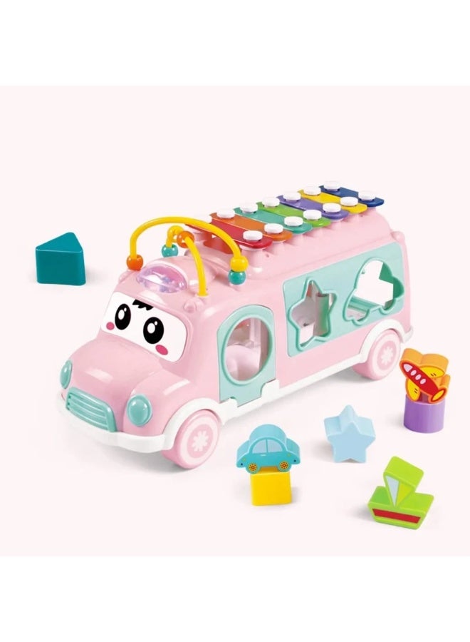 هوانجر باص تعليمي موسيقي بألوان زاهية ومجسمات تفاعلية للأطفال من سن 18 شهر - Image 3