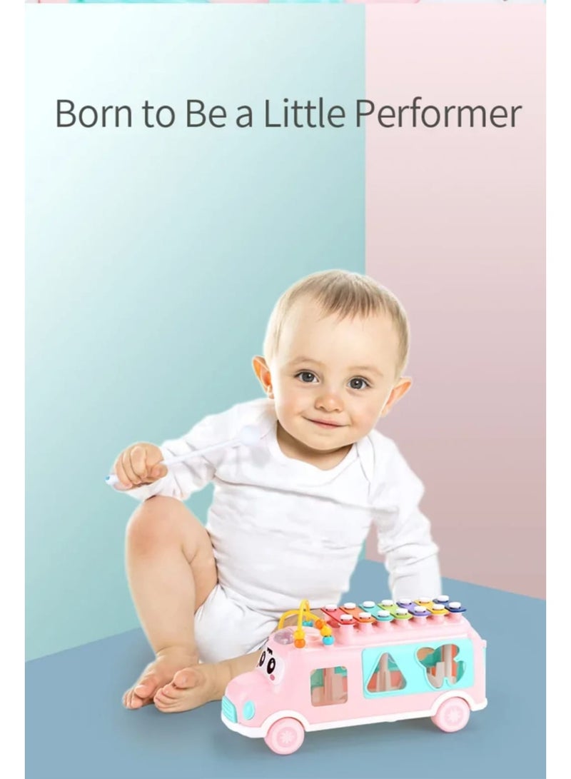 هوانجر باص تعليمي موسيقي بألوان زاهية ومجسمات تفاعلية للأطفال من سن 18 شهر - Image 5