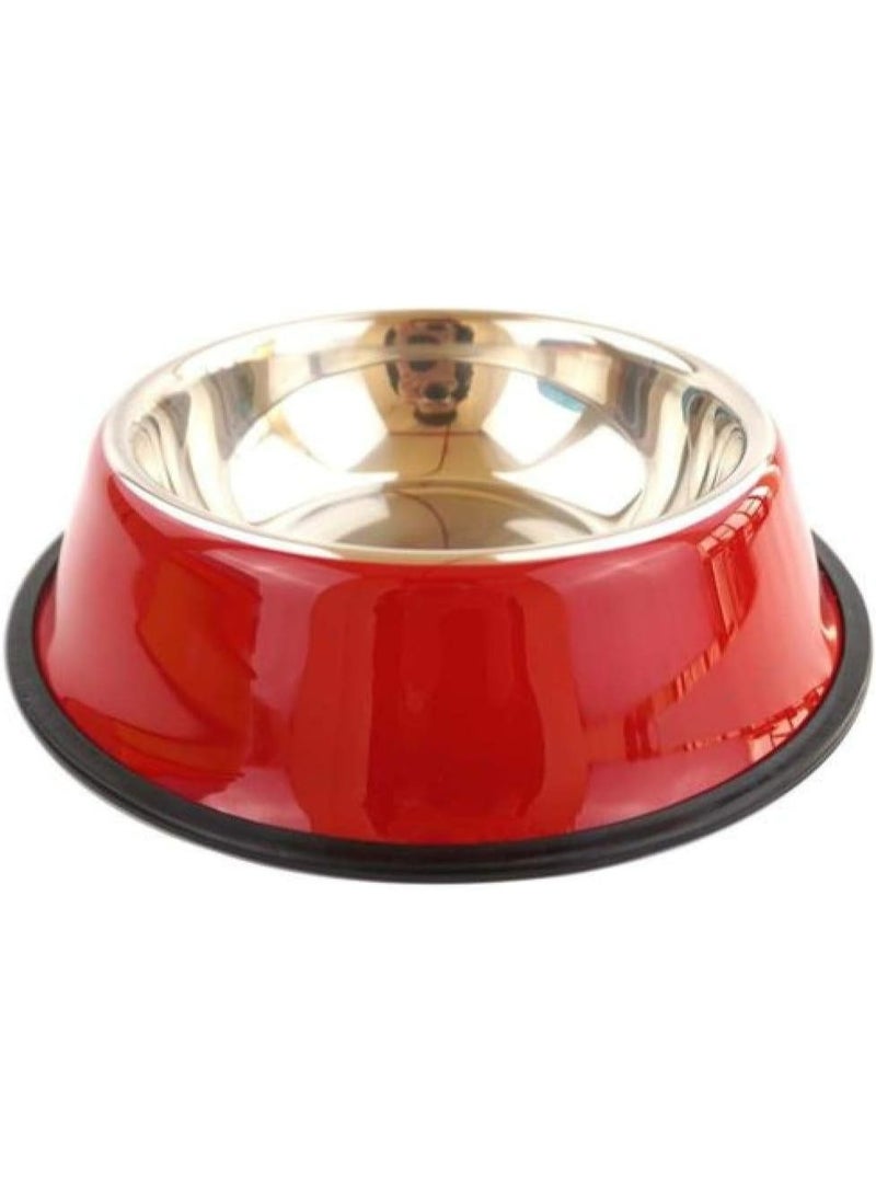 Stainless Steel Pet Bowl with Non-Slip Base, Colourful Design, 26cm, for Dogs and Cats - Image 1