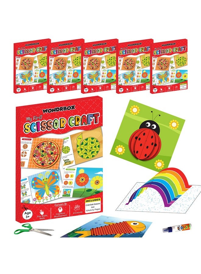 WONDRBOX Art & Craft Activity Kit - Practice Scissor Skills, Birthday Returns Gift for Kids Girls & Boys Ages 3, 4, 5, 6, 7 Girls and Boys,Multicolor | Pack of 6 - Image 1