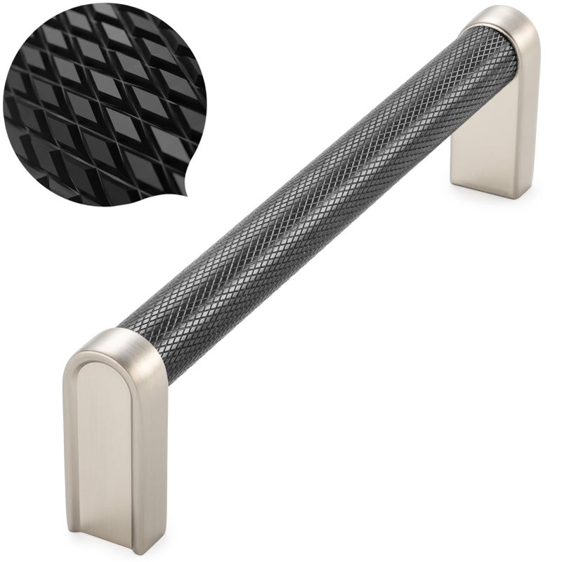 KOOFIZO Black and Nickel Cabinet Pulls 10Pack Knurled Cabinet Handles 5 Inch Screw Spacing P28 Hardware for Kitchen Cupboard Door Bedroom Dresser Drawer Bathroom Furniture - Image 2