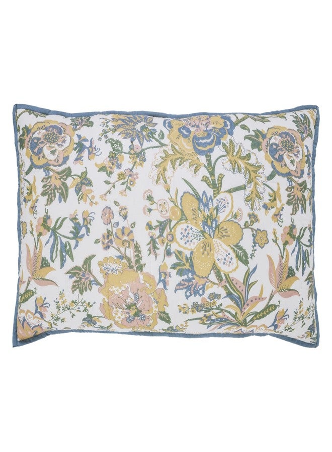 في أتش سي براندز غطاء سرير مبطن من ماركة VHC Brands Wilder، بنمط ريفي، مقاس كينج، بنقشة زهور، أزرق وأخضر، 21 × 37 بوصة - Image 4