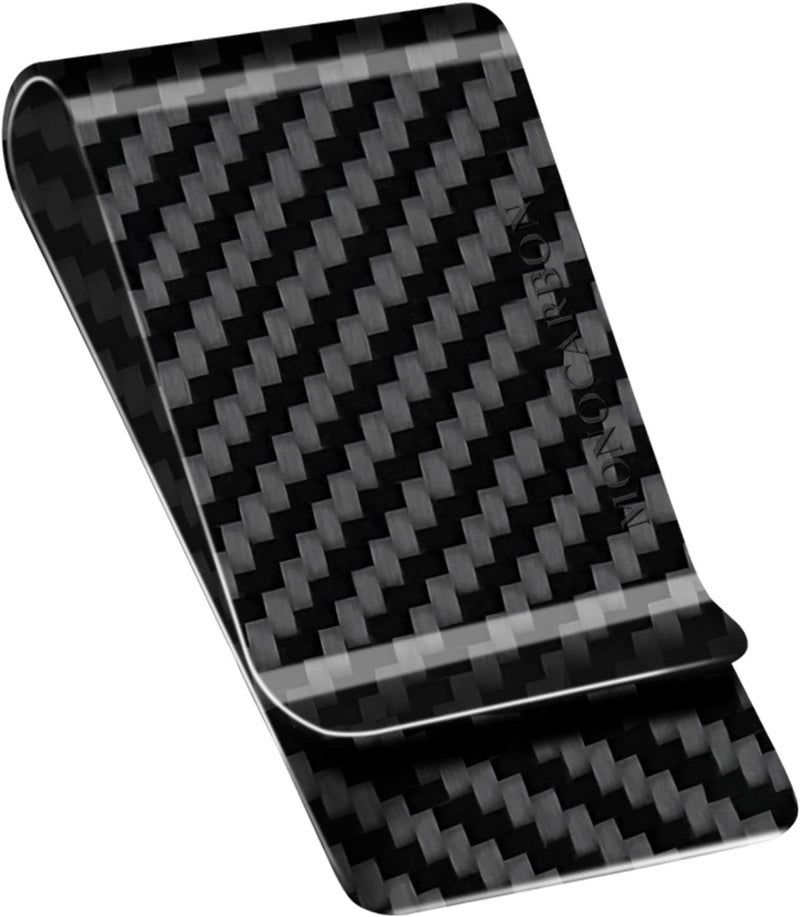 MONOCARBON Carbon-Fiber-Money-Clip-for-Men, Minimalist-Money-Holder for Cash, High Elastic Carbon-Fiber-Wallet, Slim and Durable - Image 1