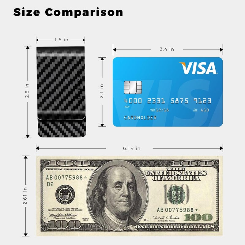 MONOCARBON Carbon-Fiber-Money-Clip-for-Men, Minimalist-Money-Holder for Cash, High Elastic Carbon-Fiber-Wallet, Slim and Durable - Image 2