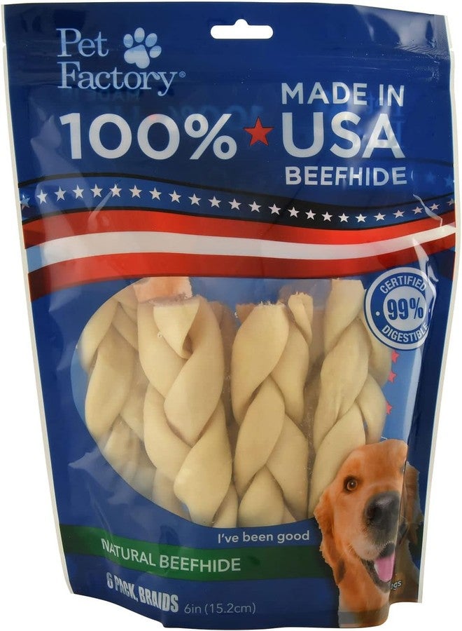 Pet Factory 100% Made in USA Beefhide 7" Braided Sticks Dog Chew Treats - Natural Flavor, 6 Count/1 Pack - Image 1