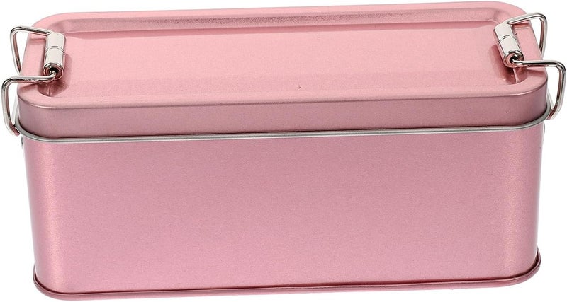 Vintage Tinplate Multi-use Cookie Storage Box with Lid, Small Rose Gold Household Candy Case 150x60x65mm for Indoor Dessert and Biscuit Packing - Image 1