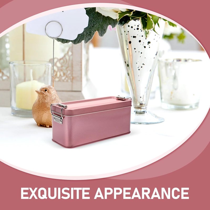 Vintage Tinplate Multi-use Cookie Storage Box with Lid, Small Rose Gold Household Candy Case 150x60x65mm for Indoor Dessert and Biscuit Packing - Image 3