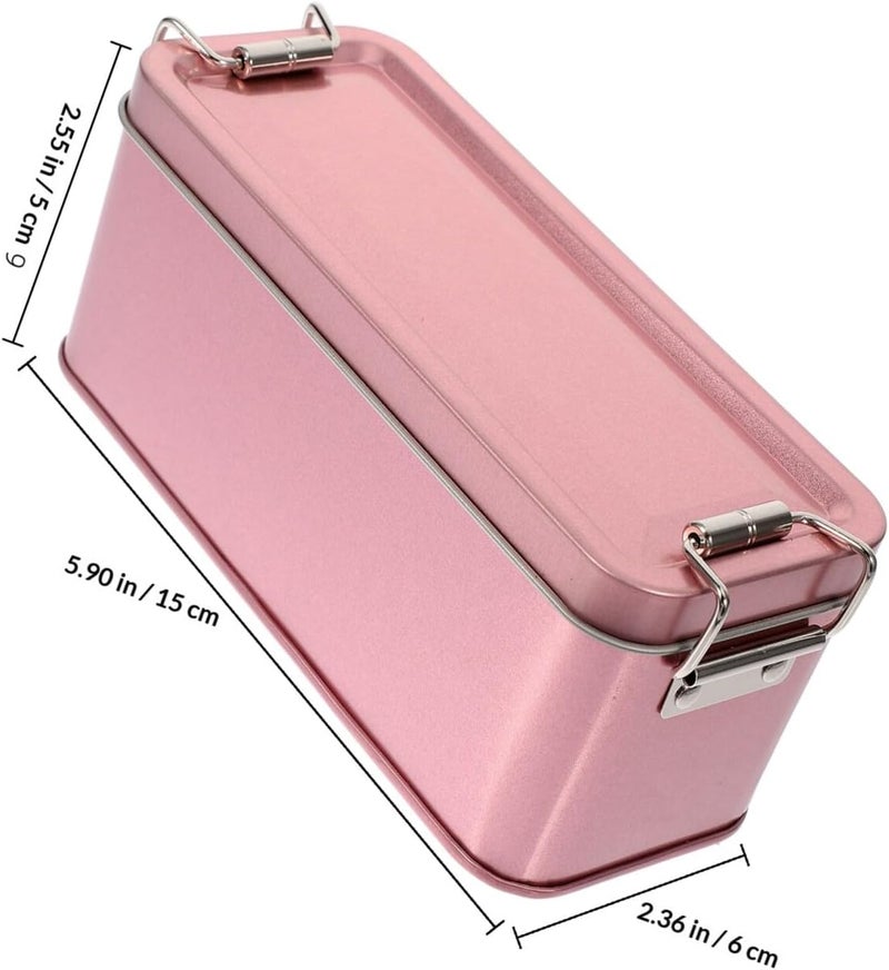 Vintage Tinplate Multi-use Cookie Storage Box with Lid, Small Rose Gold Household Candy Case 150x60x65mm for Indoor Dessert and Biscuit Packing - Image 2