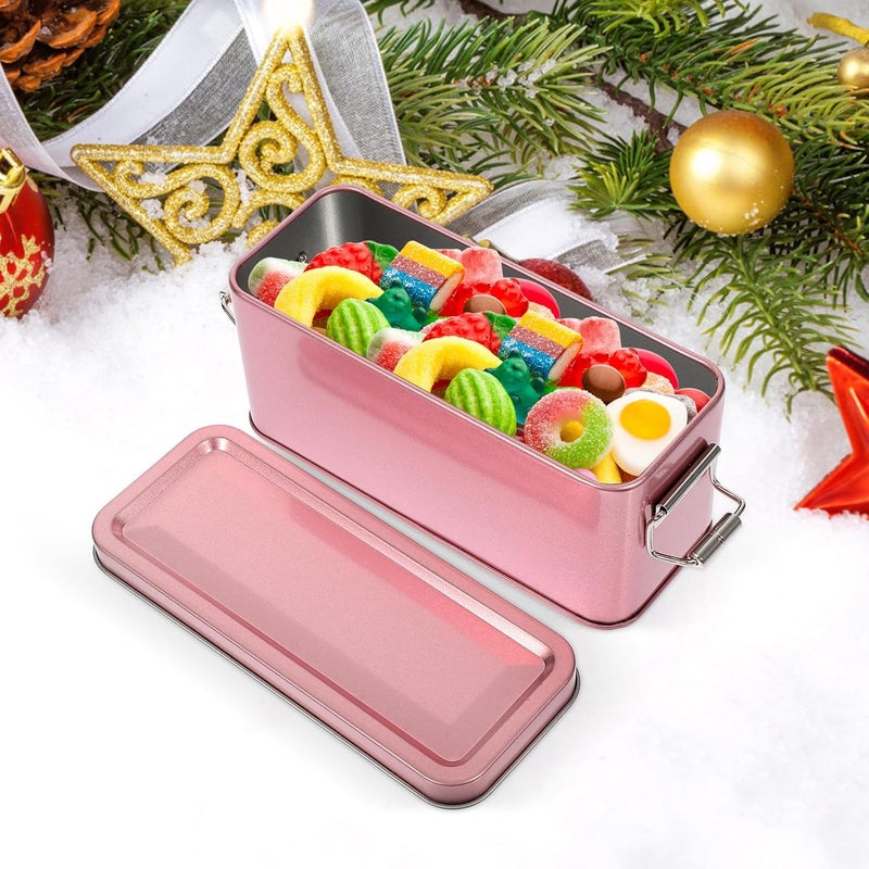 Vintage Tinplate Multi-use Cookie Storage Box with Lid, Small Rose Gold Household Candy Case 150x60x65mm for Indoor Dessert and Biscuit Packing - Image 5